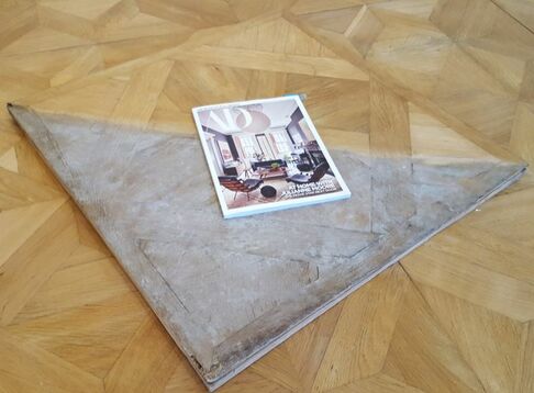 Authentic antique parquet before and after photo